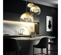 Lampe À Pendre En Verre LED Pour Salle De Séjour Éclairage Plafonnier Or