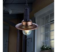 Lampe solaire LED suspendue, lampe de balcon, lanterne d'extérieur industrielle, métal foncé, verre transparent, DxH 15,5x50 cm