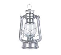 Lampe à pétrole d'extérieur, lanterne tempête rétro, lampe à pétrole, convient pour l'intérieur, la maison, le jardin, le camping, 25 cm (argenté)