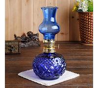 Lampe à Pétrole en Verre Transparente de 20 cm - Éclairage d'Urgence Intérieur/Extérieur (Bleu)