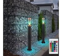 Lampadaire éclairage extérieur dimmable avec télécommande fumée cuivre extérieur avec détecteur de mouvement lampadaire de jardin, plastique inox, 1x 8,5W 806lm blanc chaud, DxH 7,6x45 cm, lot de 2