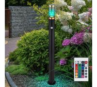 Lampadaire éclairage extérieur Lampadaire avec détecteur de mouvement jardin en acier inoxydable, télécommande dimmable, 1x LED RGB 8,5W 806Lm blanc chaud, DxH 7,6x110 cm
