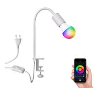 Lampe à pince E27 LELE avec col de cygne blanc incl. lampe E27 Smart Home LED [EEK: F]