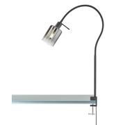 Lampe à pince Flexo Lampe à pince verre fumé noir Lampe de table pince rétro, métal, douille E14, LxlxH 50x8,5x65 cm