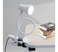 Lampe à pince GOEDCH 15,5 × 12 × 7,5 cm : lampe de lecture pour lit, lampe à pince à intensité variable avec 29 LED et col de cygne, 10 niveaux de gradation, 3 températures de couleur, USB pour bureau