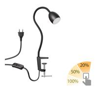 Lampe à pince GU10 KLUK avec col de cygne noir incl. GU10 à intensité [EEK: F]