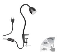 ledscom.de Lampe de serrage GU10 KLUK avec col de cygne, noir incl. GU10, variateur à 3 niveaux, blanc, W