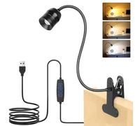 Lampe à pince LED à intensité variable iTayga avec zoom - 3 températures de couleur, 10 niveaux de luminosité, col de cygne et support de serrage robuste pour lit et bureau (1 pack)
