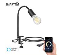 Lampe à pince LELE avec col de cygne noir + ampoule LED E27 1005lm Smart Home