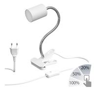 Lampe à pince WAIKA avec col de cygne et interrupteur blanc mat + ampoule LED [EEK: F]