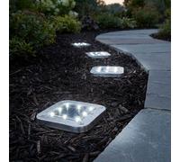 Lampe solaire au sol Lampes solaires pour l'extérieur Lampes d'allée Lampes de jardin solaires avec piquet de terre, plastique acier inoxydable, LED blanc froid, LxlxH 10x10x13 cm, set de 4