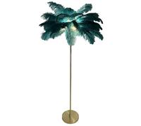 Lampe à plumes, 160 cm, lampe à plumes avec plumes d'autruche naturelles (ne contient pas de sources lumineuses), avec interrupteur à pédale, lampe de bureau à intensité variable pour table de chevet,