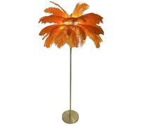 Lampe à plumes, 160 cm, lampe à plumes avec plumes d'autruche naturelles (ne contient pas de sources lumineuses), avec interrupteur à pédale, lampe de bureau à intensité variable pour table de chevet,