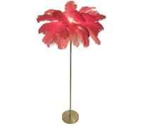 Lampe à plumes, 160 cm, lampe à plumes avec plumes d'autruche naturelles (ne contient pas de sources lumineuses), avec interrupteur à pédale, lampe de bureau à intensité variable pour table de chevet,