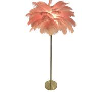 Lampe à plumes, 160 cm, lampe à plumes avec plumes d'autruche naturelles (ne contient pas de sources lumineuses), avec interrupteur à pédale, lampe de bureau à intensité variable pour table de chevet,