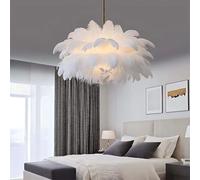 Lampe à Plumes Blanches 80 cm - Suspension pour Chambre d'enfant, 6 Ampoules LED G9/48 W, 3 000 K, avec 2 Oiseaux, idéale pour Chambre d'enfant et Salon.