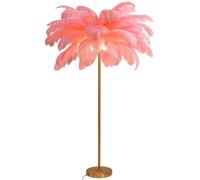 Lampe à Plumes Dorée sur Pied - 160 cm de Hauteur pour Salon, Chambre - Dimmable G4-LED - Lampadaire de Lecture - Rose, Grand