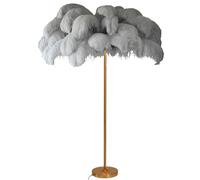 Lampe à Plumes Dorée sur Pied - 160 cm de Hauteur pour Salon, Chambre - Lampadaire de Lecture Dimmable G4-LED - Gris, Grand