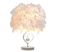 Lampe à Plumes, Lampe de Table à Plumes, Abat-Jour en Forme de cœur, Lampe de Chevet avec Plumes et Cristaux, décoration de Style européen pour Salon, Chambre ou Coin Lecture, L