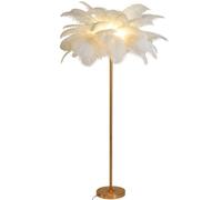 Lampe à Plumes Lampes de Chevet Ampoule Corps de Lampe doré pour Salon Chambre à Coucher 160 cm de Haut Lampe de Lecture Lampe sur Pied à Plumes Dimmable G4-LED Lampadaires pour Salon, Blanc, Grand
