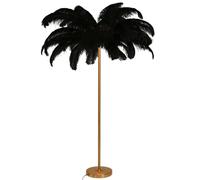 Lampe à Plumes sur Pied Dimmable G4-LED - Corps Doré pour Salon, Chambre à Coucher - 160 cm de Haut - Lampadaire de Lecture pour Salon, Noir, Grand