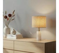 Lampe à poser Alabaster Lindby, beige, Salon / Salle à manger, Textile / Tissu / Soie, Scandinave, Lampe à poser