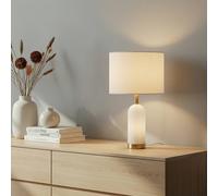 Lampe à poser Alabaster Lindby, blanc, Salon / Salle à manger, Textile / Tissu / Soie, Scandinave, Lampe à poser
