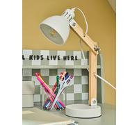 Lampe à poser articulée en bois et métal blanc TU