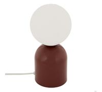 Lampe à poser avec globe opalin et base en acier Rouge 10x23 cm