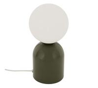 Lampe à poser avec globe opalin et base en acier Vert 10x23 cm