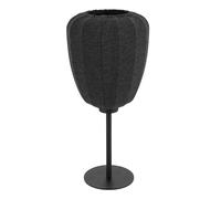 EGLO Lampe de table Barlaston, lumière de chevet au design japonais | luminaire à poser pour salon et chambre, tissu gris et métal noir, douille E27