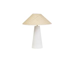 Lampe à poser blanche en céramique et abat-jour en rabane H47 cm JUNI