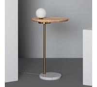 Lampe à Poser Bois et Verre Brandt Blanc-Doré Blanc-Doré G