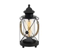 Eglo Lampe BRADFORD – lanterne vintage noire acier/tissu verre clair E27, interrupteur inclus