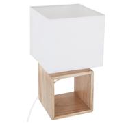 Lampe à poser carrée en bois coloris blanc et naturel - Longueur 18 x Profondeur 18 x Hauteur 32 cm