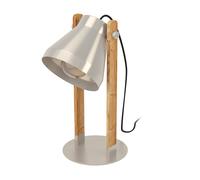 Lampe à poser CAWTON E27 1X40W en acier et bois couleur acier et marron rustique 240x160x380mm