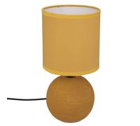 Atmosphera Lampe céramique « Timéo » jaune moutarde strié H25 cm