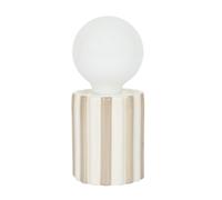 AltoBuy Lampe à Poser céramique rayé Taupe et Blanc Abat-Jour Globe (H17cm) sur Piles