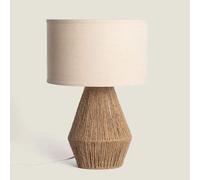 LEDKIA LIGHTING - Lampe à Poser Corde Naturelle et Lin Dione | Design Élégant et Authentique | Éclairage Ambiance Chaleureuse | Intérieur IP20, Beige