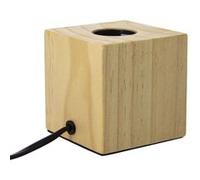 Cube table lamp in wood, E27 base compatible, IP20, 60W max power