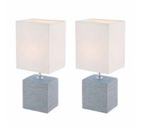 Lampe à poser décorative en tissu gris céramique abat-jour blanc GERI