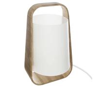 Atmosphera – Lampe à poser Rex – Bambou et blanc, H 35 cm – Pour salon, chambre, bureau