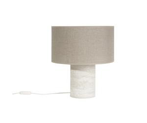 Lampe à poser design effet travertin et abat-jour en lin H37 cm SEMA