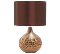 Lampe à Poser E27 Max 60W Base Porcelaine Motifs Marron Abat-Jour en Viscose Yak