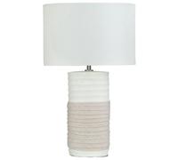 Lampe à Poser E27 Max 60W en Porcelaine Beige et Blanc Base en Tube Design Navia