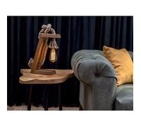 Lampe à poser en bois de sapin faite à la main - H. 35 cm - KARATAS