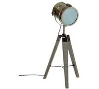 Lampe à poser en bois et métal cuivré, H.68 cm --