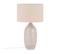 Beliani Lampe de Table à Poser Déco avec Pied en Céramique Beige et Abat-jour Classique en Tissu E27 Max 40W Éclairage pour Salon Classique