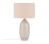 Beliani Lampe de Table à Poser Déco avec Pied en Céramique Beige et Abat-jour Classique en Tissu E27 Max 40W Éclairage pour Salon Classique