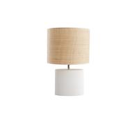 Lampe à poser en céramique blanc mat et abat-jour en raphia naturel H40 cm TIGA